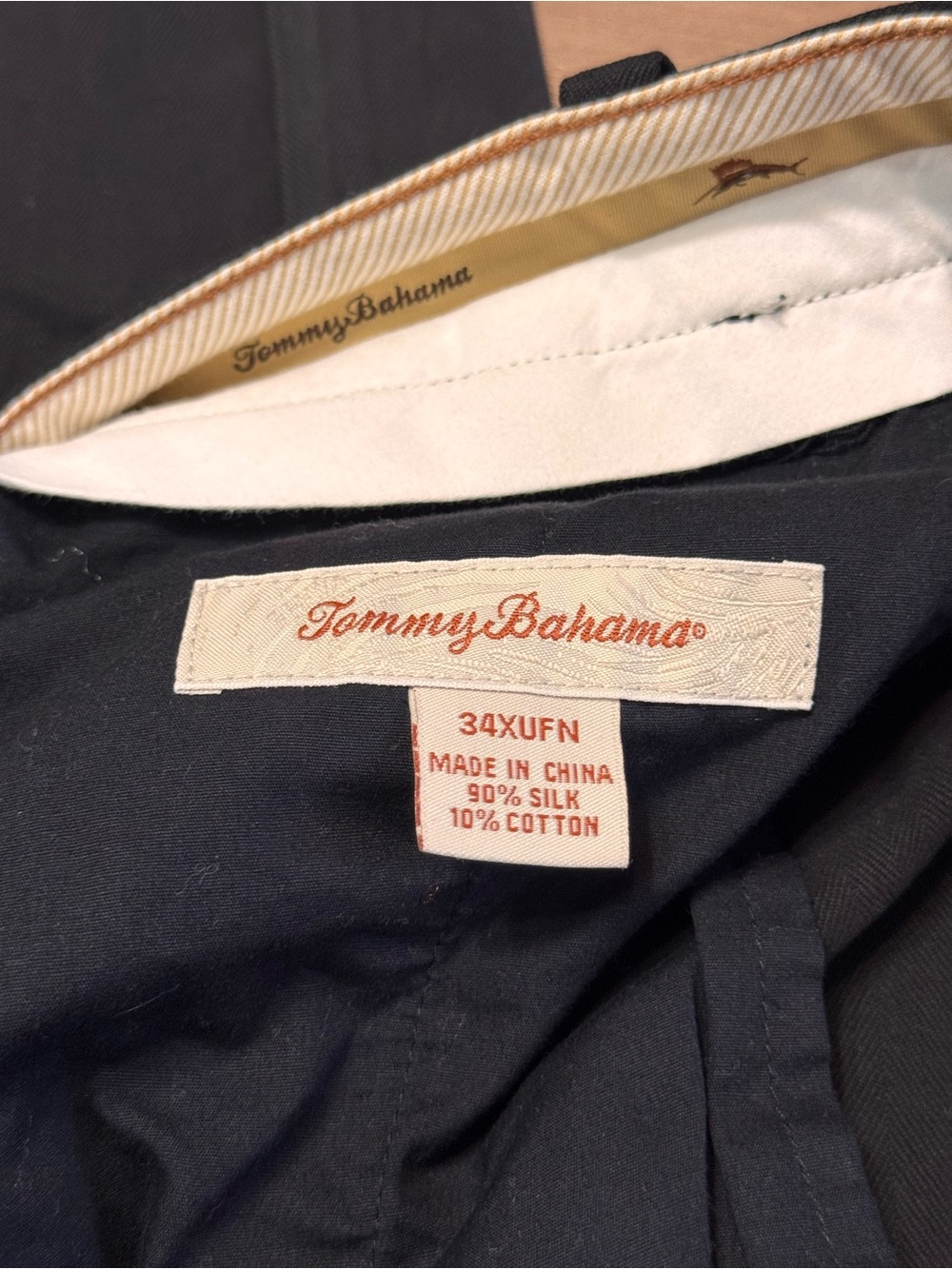 Tommy Bahama Pleated Silk/Cotton Casual Chino Pants. Black Herringbone. 34X32. - Picture 5 of 7